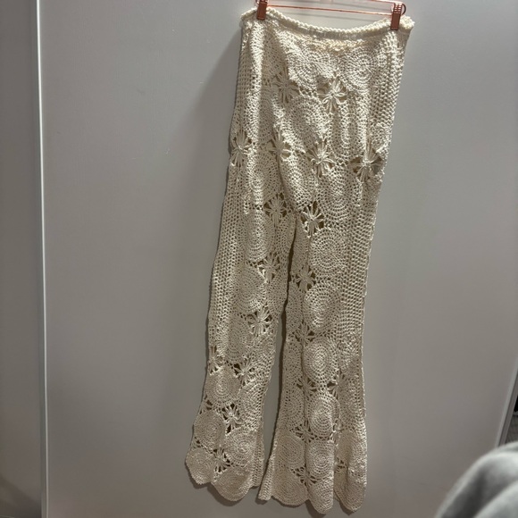 Free People Cream Crochet Flare Pants - Picture 9 of 10